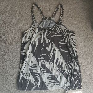 Sonoma Womens Brown/Cream Tropical Print Tank Top Size S